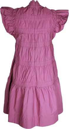 Sea New York Steph Flutter-Sleeve Tunic Dress in Pink Cotton