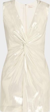 Ramy Brook Gisela Twist-Front Metallic Mini Dress