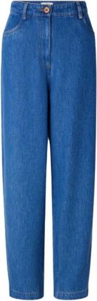 Sessun Hoge taille denim broek met moderne stijl - Dames - Loose Fit Jeans - Blauw - M - Denim - Jeans