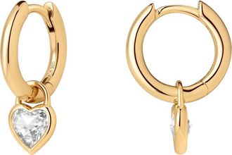 Made by Mary CZ Heart Huggie Hoop Earring in Gold at Nordstrom