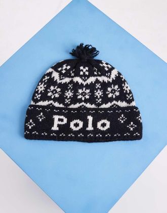 Polo Ralph Lauren berretto holiday con logo grande nero