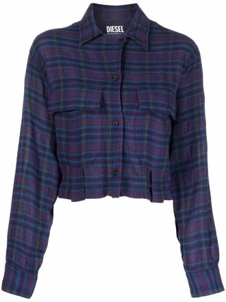 Diesel Camicia a quadri crop - Blu