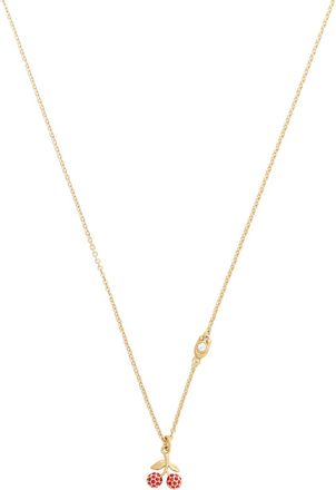 Coach Cherry Pav&eacute; Pendant Necklace - Red - One Size