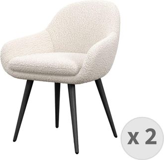 Moloo Silla en tejido rizo Crudo y patas metal negro (x2)