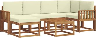 vidaXL Conjunto De Sof&aacute;s De Exterior 7 Uds. Natural Y Crema Vidaxl
