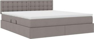 vidaXL Bed with LED Strip Lights Taupe 160 x 200 cm Fabric vidaXL