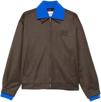 Miu Miu Giacca con logo ricamato - Marrone