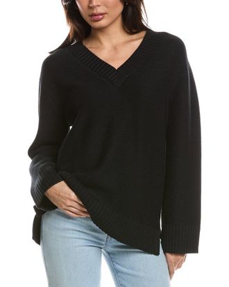 Fort&eacute; Cashmere Gathered V-Neck Sweater
