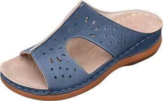 Generic Womens Cut Out Platform Slides Breathable Open Toe Casual Sandals Comfortable Orthopedic Summer Slippers for Women Thick Sole Home Shoes for Indoor Ou