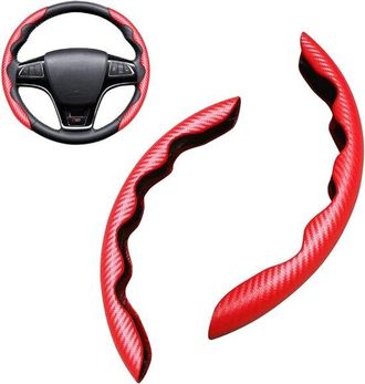 OEM Funda Segmentada Para Volante De Coche, Transpirable, Antideslizante, Funda Universal Para Volante De Coche, Fibra De Carbono (roja)
