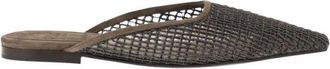 Brunello Cucinelli Precious Net Embroidery Mules - Dames - Slip ons - Bruin - 39 EU - Leer - Schoenen
