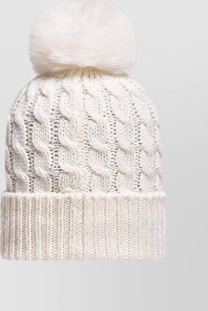 Moncler cable-knit wool beanie with pom-pom