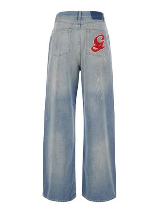 Golden Goose Paint-Splatter Washed Cotton Jeans - Blue
