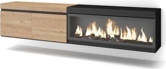 Skraut Home Skraut Home - Mueble Tv, Televisi&oacute;n, Muebles De Sal&oacute;n, Almacenaje, 210, Para Tv Hasta 80, Chimenea El&eacute;ctrica Xxl, Colgado, Suspendido, Estilo Moderno,