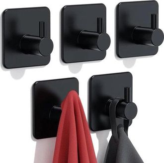 OEM Ganchos Para Toallas, No Requieren Taladrar, 5 Unidades, Acero Inoxidable, Aptos Para Ba&ntilde;os Y Cocinas