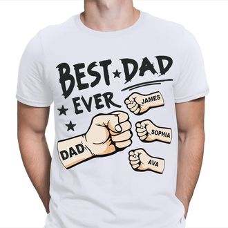 Generic Best Dad Ever Personalised Fathers Day T Shirt Birthday Novelty Gift Tee Top FD White XL