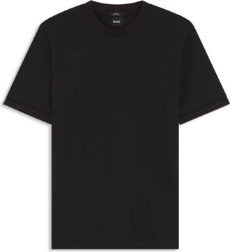 BOSS Contrast-tipping slim-fit T-shirt in mercerised cotton