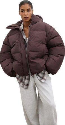 Estro & Luminara Convertible Oversize Jacket - Dames - Winterjassen - Bruin - M - Polyester - Jassen