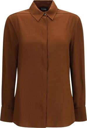 Ella Silk Back Gathering Shirt - Chestnut