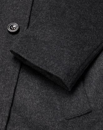 CHARLES TYRWHITT Pure Wool Funnel Neck Overcoat - Charcoal Size 36R by Charles Tyrwhitt