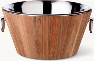 Edzard Xl Premium Sektkühler Santiago aus Teakholz & Edelstahl glänzend vernickelt