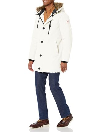Guess Mens Outerwear hooded,Winter White,Xlarge