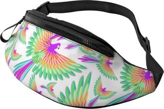 Generic Colorful Flying Parrot Belt Bag Waist Bag Lightweight Fanny Packs For Camping Travel Walking 14X35Cm