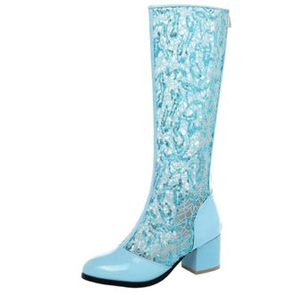 Generic Womens Winter Stiletto Pointed Toe Heeled Knee Boots Wine Glass Heel Side Zipper Thigh Booties