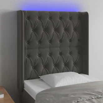 vidaXL Cabecero Con Led De Terciopelo Gris Oscuro 83x16x118/128 Cm Vidaxl