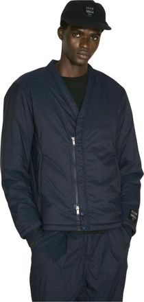Undercover Gewatteerde V-hals Blouson Jas - Heren - Zomerjassen - Blauw - S - Polyester - Jassen
