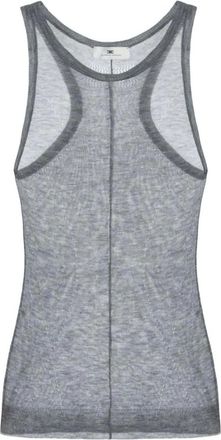 Elisabetta Franchi Tops, Dames, Grijs, XS, Wol, Wol Top Met Ribbels