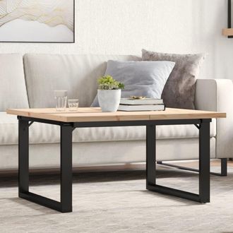 vidaXL Mesa De Centro Marco O Madera Maciza Pino Y Acero 90x90x45,5 Cm Vidaxl