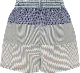 Moschino Womens Embroidered Striped Poplin Shorts Multicolor Cotton Chino
