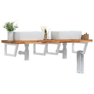 vidaXL Estante De Lavabo De Pared Acero Y Madera Maciza De Acacia Vidaxl