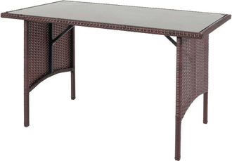 Hhg non utilizzato] Tavolo esterno giardino elegante 794 69x112x60cm polyrattan vetro marrone