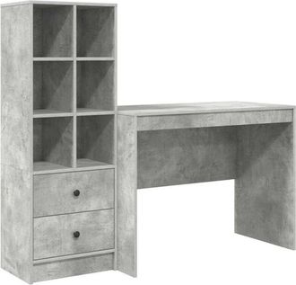 vidaXL Escritorio Con Almacenamiento Con Caj&oacute;n 2 Pcs Gris Concreto Vidaxl