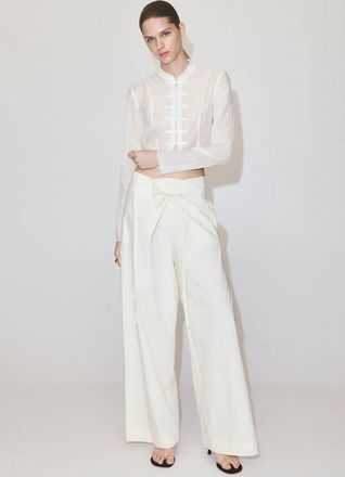 Mango Blusa chiffon texture semitrasparente bianco sporco - Donna - XS - MANGO