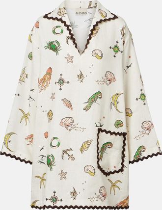 Alemais Al&eacute;mais Printed linen minidress