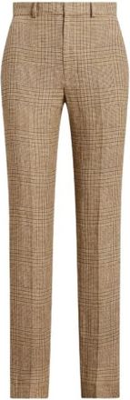 Polo Ralph Lauren Prince of Wales Check Linnen Chinos - Dames - Chinos - Bruin - S - Linnen - Broeken