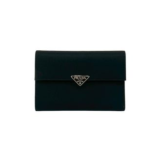 Prada Black Nylon Leather Wallet (Tri-Fold) (Pre-Owned)
