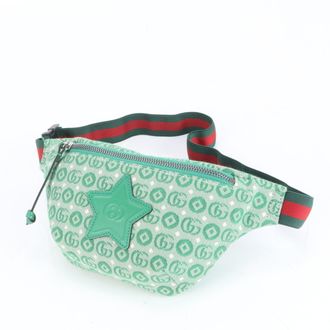 Gucci Green Leather Canvas Pouch Sling Bag (Pre-Owned)