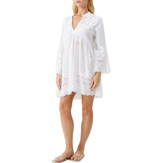 Melissa Odabash Sebenna Cotton Eyelet Cover-Up Dress in White at Nordstrom Rack, Size X-Small