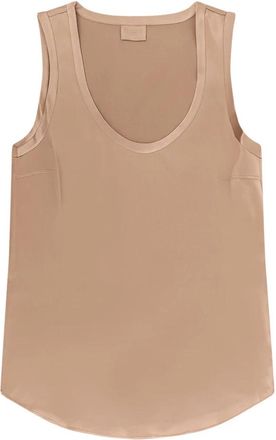 Brunello Cucinelli Satijnen U-Neck Top - Dames - Tops zonder mouwen - Beige - S - Satijn - Tops