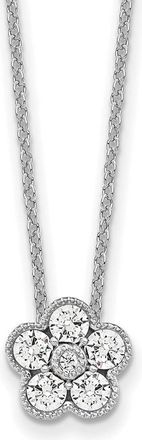 Diamond2Deal 14k Gold 1/2 Ct Lab Grown Diamond Floral Pendant Necklace 18 Clarity VS, Color D-E