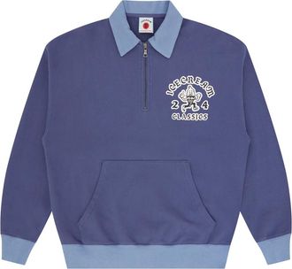 Icecream Paarse Cone Man Quarter Zip Pullover - Heren - Sweatshirts - Paars - XL - Katoen - Hoodies & sweatvesten