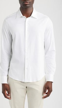 Nordstrom Tiller Lux Cotton Knit Button-Up Shirt in White Snow at Nordstrom, Size Xx-Large
