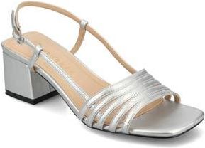 Journee Collection Shayana Block Heel Slingback Sandal in Silver at Nordstrom Rack, Size 7.5