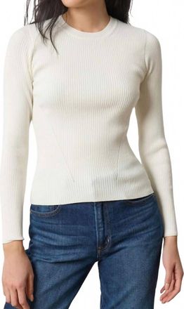 Lilla P Fitted Crewneck Sweater In Cream
