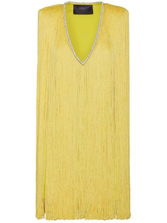 Philipp Plein Abito Fringe corto smanicato - Giallo