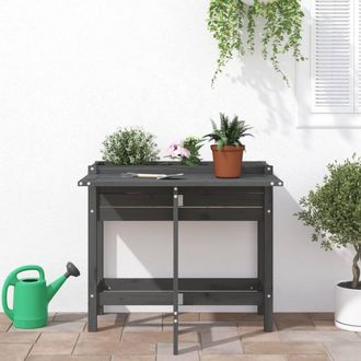 Berkfield Home Beautiful Garden Planter with Folding Tabletop Grey Solid Wood Pine